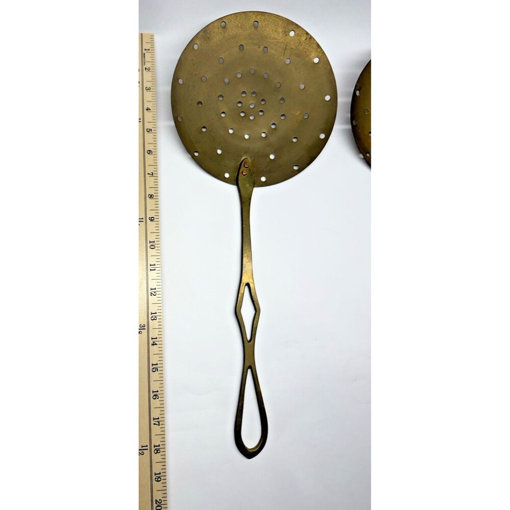 Rosenthal Netter Brass Skimmer Set 3 MCM French Country India Kitchen Vintage - Picture 4 of 10